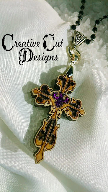 Decorative Cross with Purple Accent